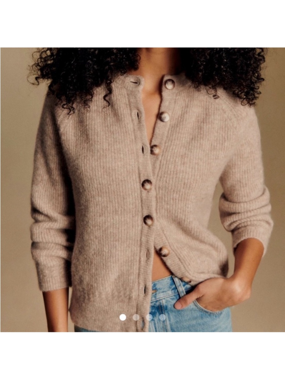 Sezane Othello Cardigan in Light Beige